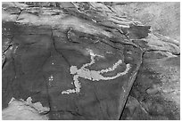 Falling Man petroglyph. Gold Butte National Monument, Nevada, USA ( black and white)