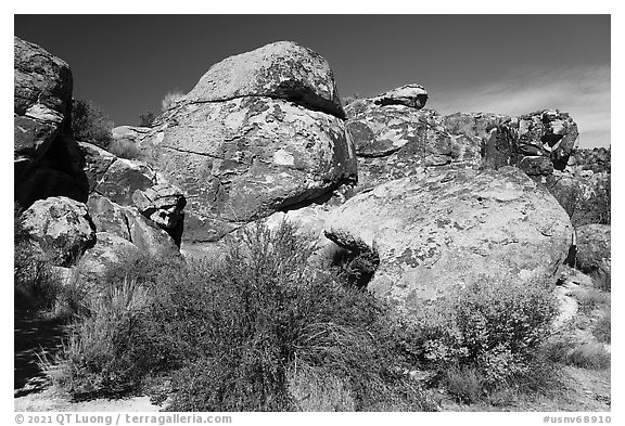 Village Site, Shooting Gallery. Basin And Range National Monument, Nevada, USA (black and white)