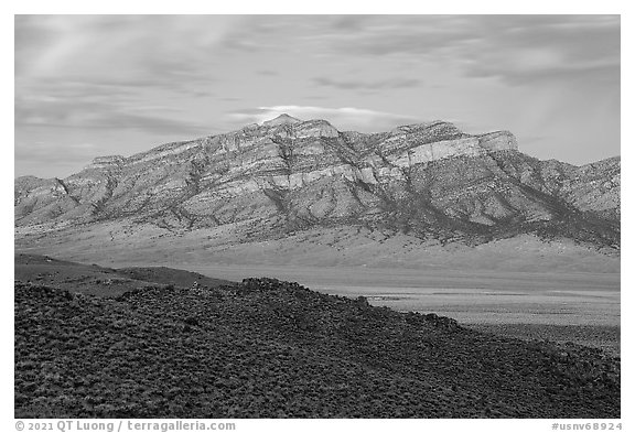 Meeker Peak at dawn. Basin And Range National Monument, Nevada, USA (black and white)