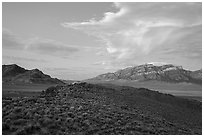 Sagebrush slopes and Worthington Mountains. Basin And Range National Monument, Nevada, USA ( black and white)