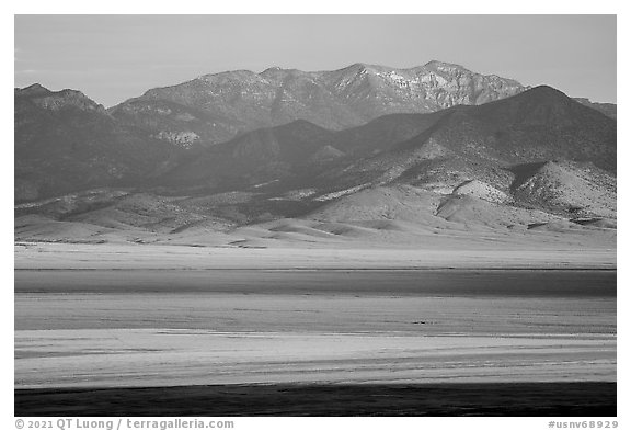 Worthington Peak from Garden Valley at sunrise. Basin And Range National Monument, Nevada, USA (black and white)