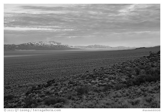Garden Valley and Grant Range. Basin And Range National Monument, Nevada, USA (black and white)