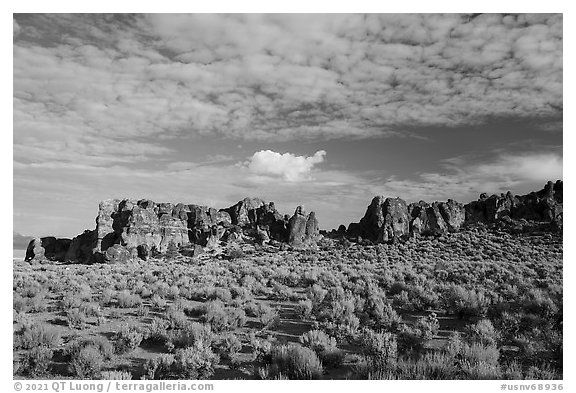 Garden Valley Crags. Basin And Range National Monument, Nevada, USA (black and white)