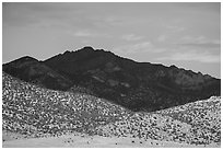 Sunlit foothills and mountain in shadow from Garden Valley. Basin And Range National Monument, Nevada, USA ( black and white)