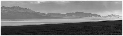 Worthington Mountains, Quinn Canyon Range, and Grant Range. Basin And Range National Monument, Nevada, USA (Panoramic black and white)