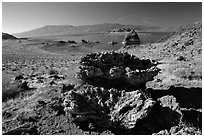 Tufa formations. Pyramid Lake, Nevada, USA ( black and white)