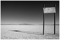 Sign in the middle of nowhere, Black Rock Desert. Nevada, USA (black and white)