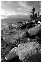 Rocks on the North-East shore of Lake Tahoe, Nevada. USA ( black and white)