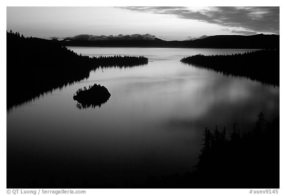 Emerald Bay, dawn, South Lake Tahoe, California. USA (black and white)