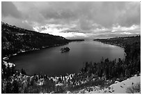 Emerald Bay in winter, Lake Tahoe, California. USA (black and white)