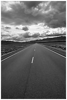 Road converging to the horizon. Nevada, USA (black and white)