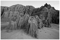Erosion formation in the soft bentonite clay, Cathedral Gorge State Park. Nevada, USA ( black and white)