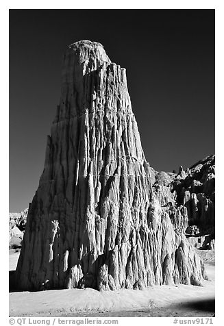 Cathedral-like spire, Cathedral Gorge State Park. Nevada, USA (black and white)