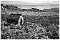 Cabin, Rhyolite ghost town. Nevada, USA (black and white)