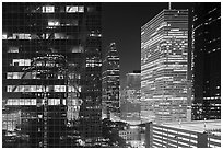 Downtown at night. Houston, Texas, USA ( black and white)