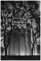 Gerald D. Hines Waterwall and Williams Tower at night. Houston, Texas, USA ( black and white)