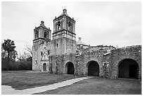 Mission Concepcion. San Antonio, Texas, USA ( black and white)