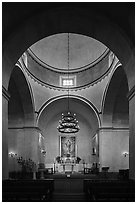Mission Concepcion Church interior. San Antonio, Texas, USA ( black and white)