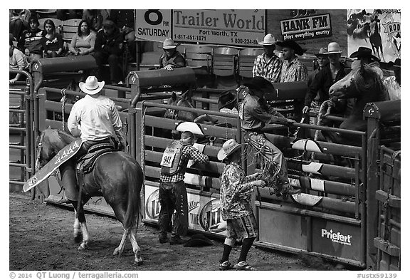 Gates, Stokyards Rodeo. Fort Worth, Texas, USA (black and white)