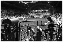 Cowtown coliseum during Stokyards Championship Rodeo. Fort Worth, Texas, USA ( black and white)