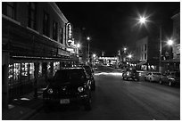 Street at night, Stockyards. Fort Worth, Texas, USA ( black and white)