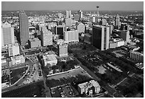 Aerial view of downtown. San Antonio, Texas, USA ( black and white)