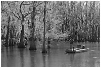 Fisherman, Caddo Lake. Texas, USA ( black and white)