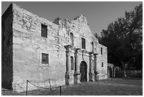 The Alamo, late afternoon. San Antonio, Texas, USA ( black and white)