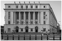 Post office and courthouse, late afternoon. San Antonio, Texas, USA ( black and white)