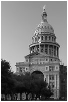 Texas State Capitol at sunset. Austin, Texas, USA ( black and white)