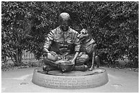 Not Forgotten Fountain, Military Working Dog Teams National Monument. San Antonio, Texas, USA ( black and white)