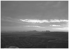 San Juan Canyon and  Monument Valley seen from Muley Point, sunset. Utah, USA ( black and white)