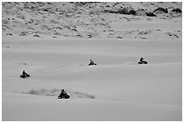 Four-wheelers on dunes, Coral pink sand dunes State Park. Utah, USA ( black and white)