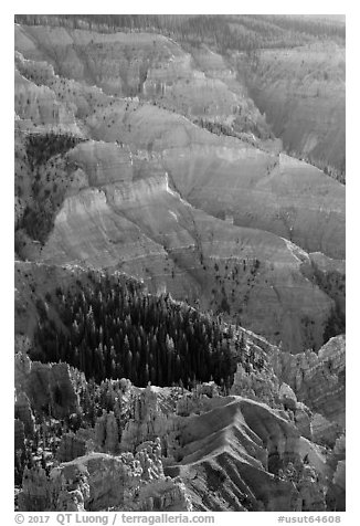 Chessmen Ridge and Canyon. Cedar Breaks National Monument, Utah, USA (black and white)