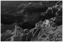 Hoodoos overlooking deep amphitheater. Cedar Breaks National Monument, Utah, USA ( black and white)