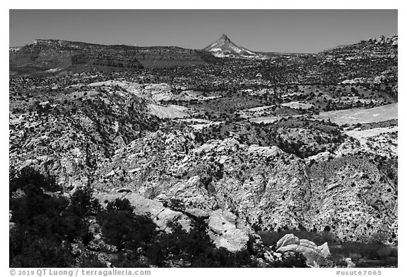 Cockscomb Fault and Mollies Nipple. Grand Staircase Escalante National Monument, Utah, USA (black and white)