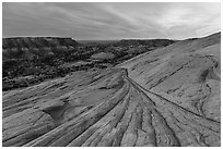 Yellow Rock slickrock and valley. Grand Staircase Escalante National Monument, Utah, USA ( black and white)