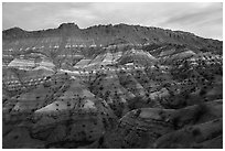 Chile formation badlands at dusk. Grand Staircase Escalante National Monument, Utah, USA ( black and white)