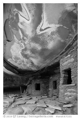 Fallen Roof House, Road Canyon. Bears Ears National Monument, Utah, USA (black and white)