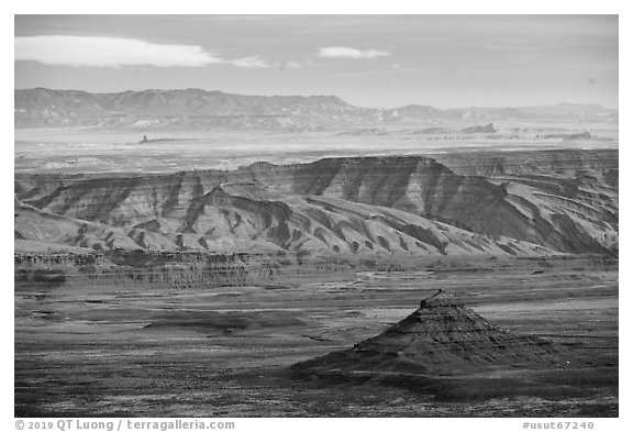 Valley of the Gods from above. Bears Ears National Monument, Utah, USA (black and white)