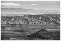 Valley of the Gods from above. Bears Ears National Monument, Utah, USA ( black and white)