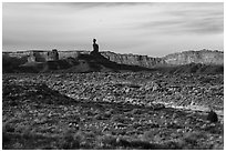 Valley of the Gods with Cedar Mesa Cliffs. Bears Ears National Monument, Utah, USA ( black and white)
