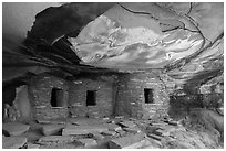 Fallen Roof Puebloan Ruin. Bears Ears National Monument, Utah, USA ( black and white)