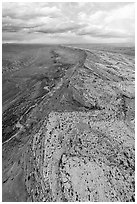 Aerial view of Navajo Sandstone, Kaykenta Formation layers on Comb Ridge. Bears Ears National Monument, Utah, USA ( black and white)
