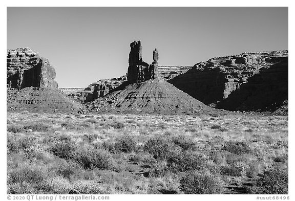 Valley of the Gods. Bears Ears National Monument, Utah, USA (black and white)