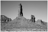 Buttes and spires, Valley of the Gods. Bears Ears National Monument, Utah, USA ( black and white)