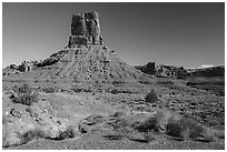 Castle Butte, Valley of the Gods. Bears Ears National Monument, Utah, USA ( black and white)