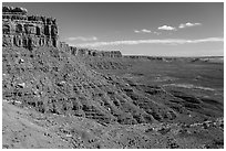 Cliffs and Valley of the Gods from Moki Dugway. Bears Ears National Monument, Utah, USA ( black and white)