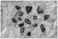 Close-up of arrowheads. Bears Ears National Monument, Utah, USA ( black and white)