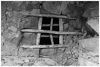 Window of Jailhouse Ruins. Bears Ears National Monument, Utah, USA ( black and white)